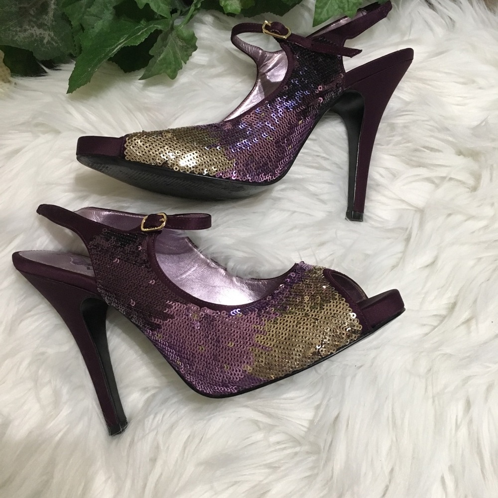*FABULOUS!!!* Mia Purple & Gold Sequin Platform Heels